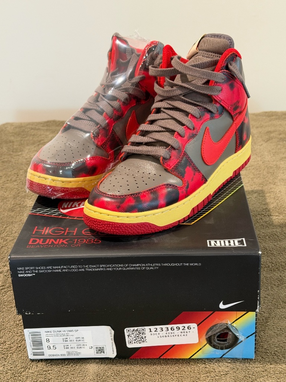 NIKE DUNK HIGH 1985 RED ACID WASH SIZE 8